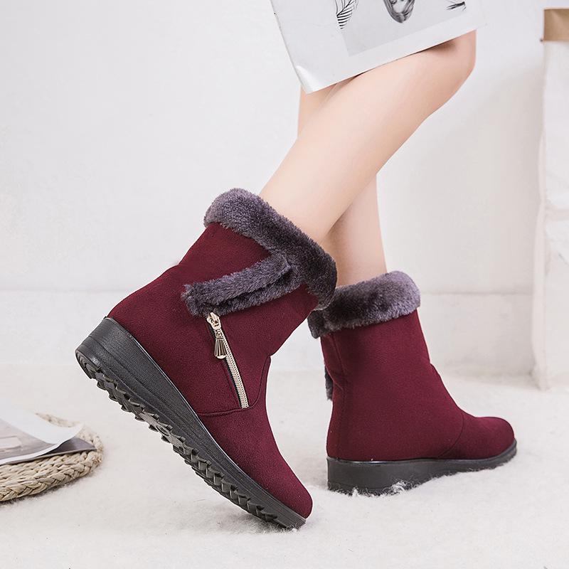 Новые зимние сапоги, женские повседневные ботинки на плоском каблуке, зимняя теплая хлопковая обувь, большие сапоги