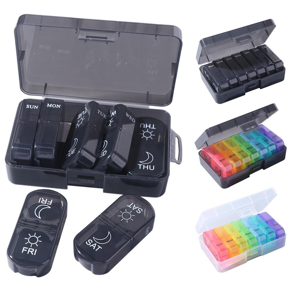 14 Grid 7-Day Pill Organizer Moisture-proof Medicine Storage Box for Travel Household