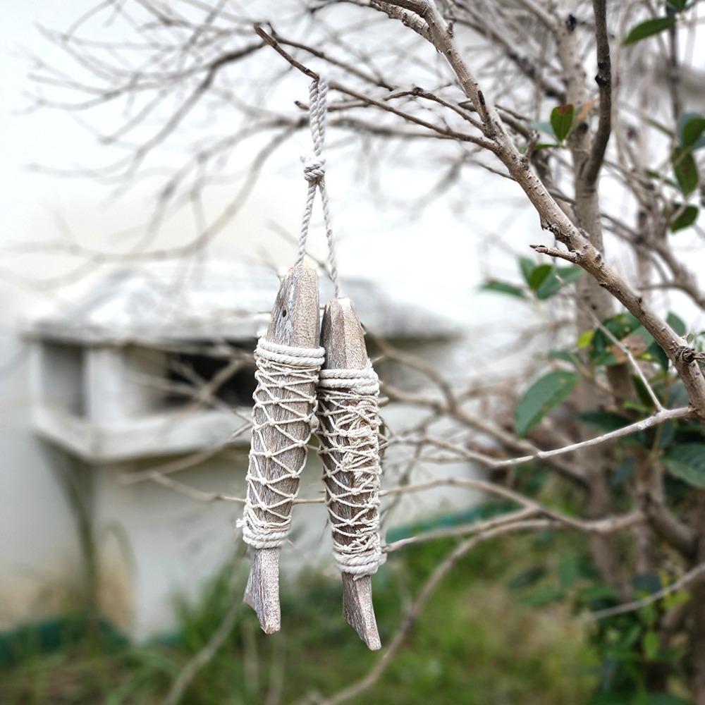 Mediterranean Fish Ornament Hanging Wall Hanging Decor Vintage Wooden Pendant Home