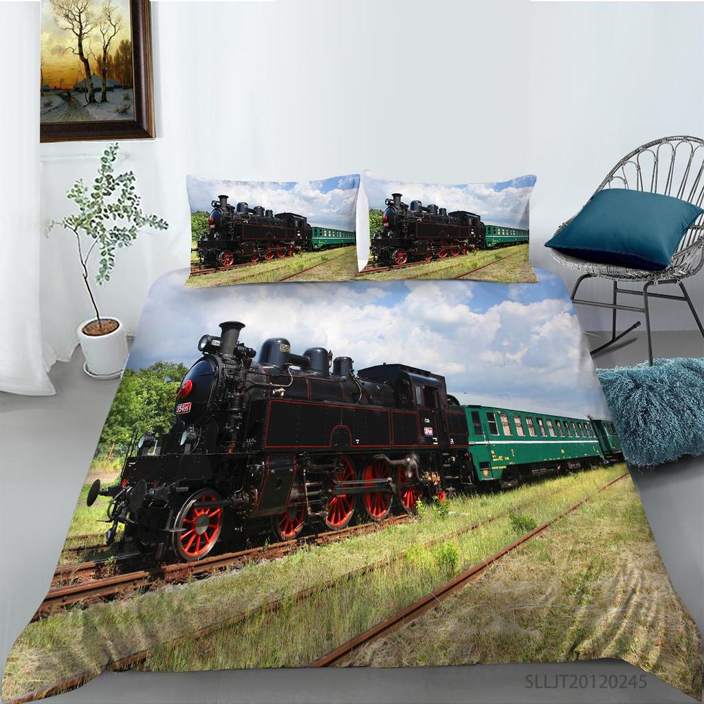 Комплект постельного белья 3D Classic Train Series, винтажное транспортное одеяло и наволочка, 2/3 предмета, AU/DE/US/UK/EU, полноразмерное украшение для дома