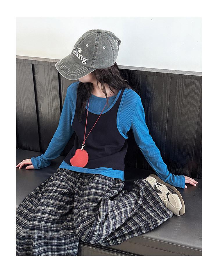 Autumn 2025 Girls' Fashion Set: Base Shirt with Stylish Plaid Pants - Trendy Three-Piece Outfit for Big Kids