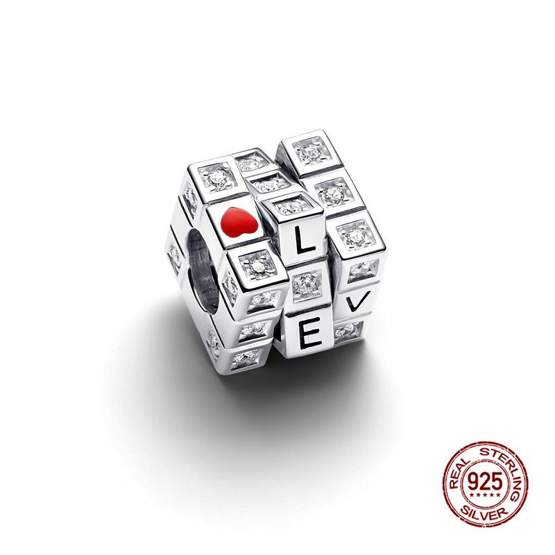 Original Charms Copper Rotatable Rubik'S Cube Series Charms Beads Fit 3Mm Original Bracelet Women Diy Jewelry Gifts