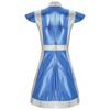 Women's Space Fighter Costume Alien Dress-Up, Metallic Shiny Contrast Dress with Mock Neck & Cap Sleeves for Halloween Cosplay
