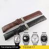 23mm COUTURIER Series T035439A T035617A T035439.617 Genuine Leather Curved End Watch Band Strap Bracelet+Silver Butterfly Buckle For T035