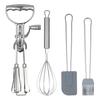 Egg Beater Set Manual Rotary Mixer with Silicone Brush Spatula