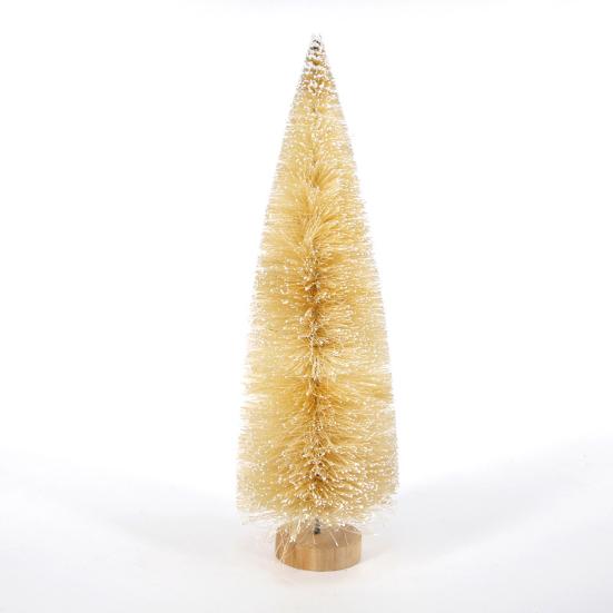 Mini Christmas Tree Sisal Snow Frost Artificial Pine Tree With Wooden Base