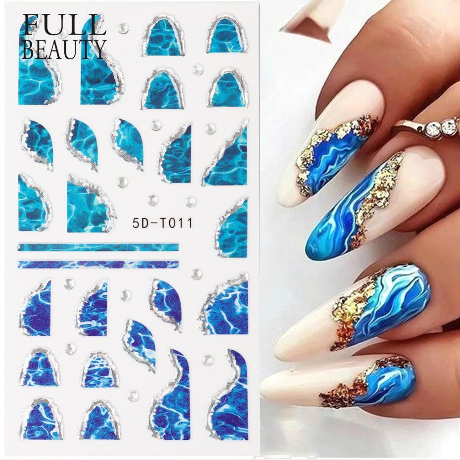 5D дизайн ногтей DIY маникюрный декор ползунки с рельефной гравировкой и тиснением наклейки для ногтей наклейка для дизайна ногтей