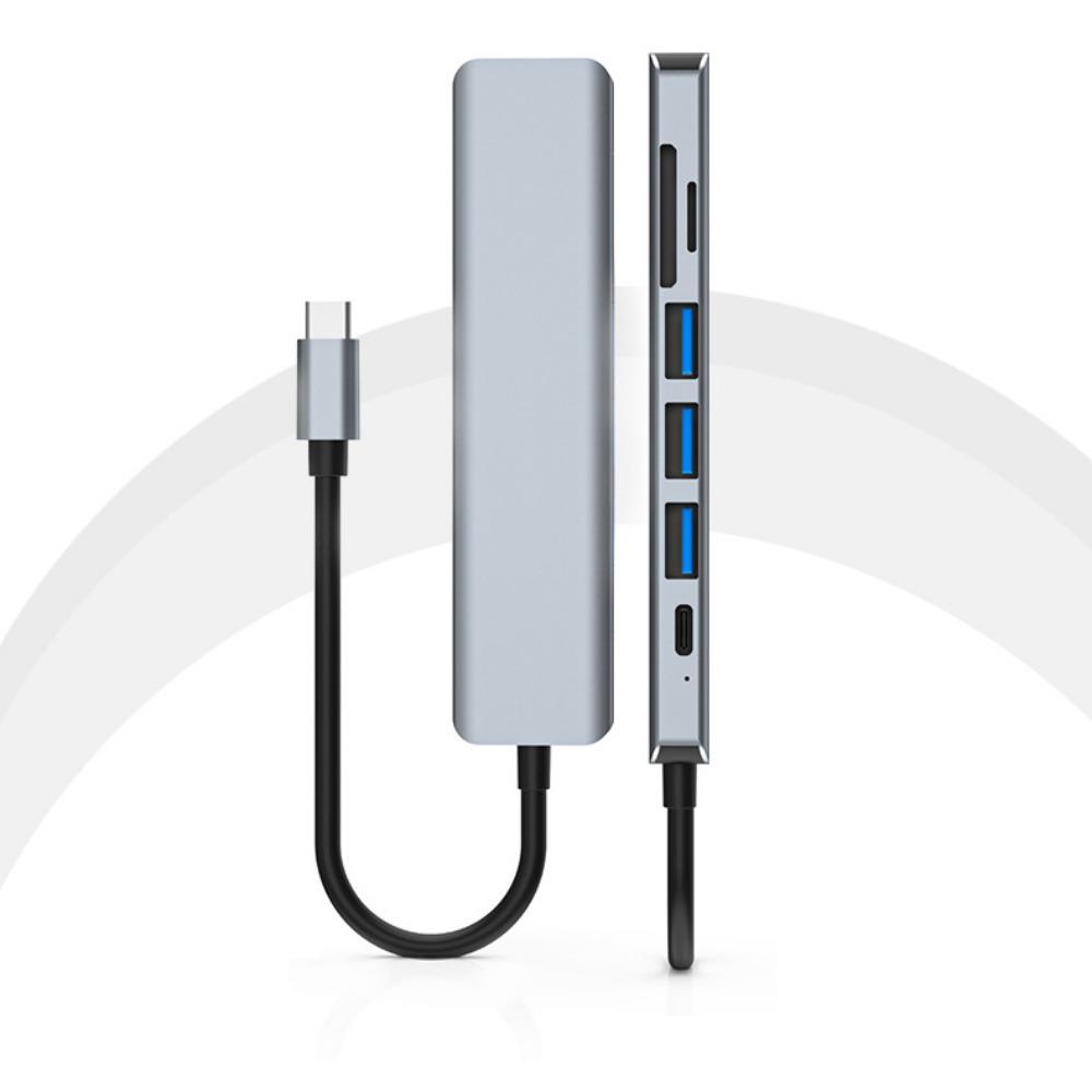 7 in 1 Type C Hub Dock for Huawei Apple iPad with HDMI USB SD Card Slot