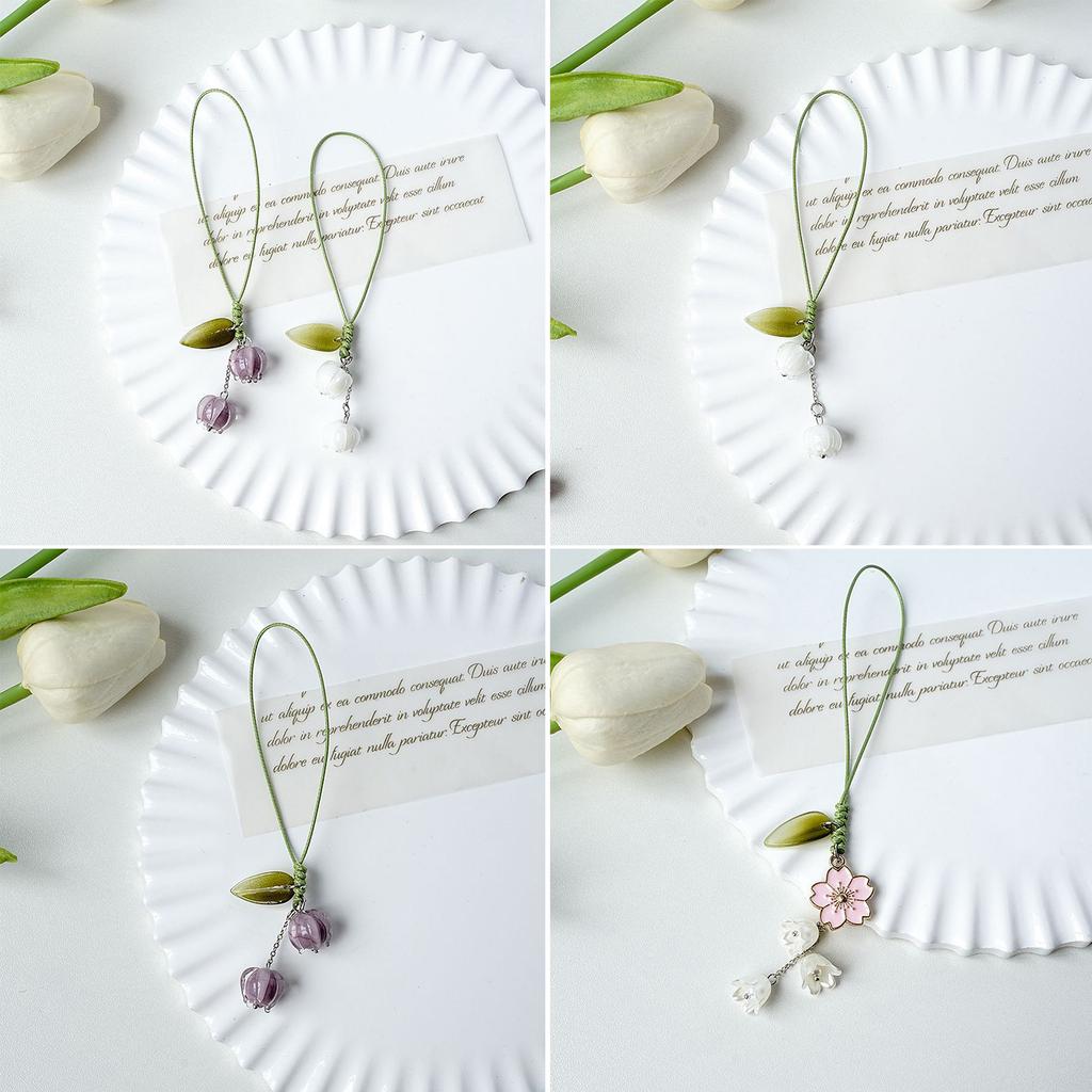 Цветы Ремешок Брелок Подвеска Брелок для ключей от машины Подвесное украшение Тюльпан Подвески для телефона для сумочки Кошелька Сумки Украшения