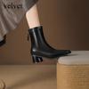 Модные ботильоны с квадратным носком женские 2025 осень и зима новые мягкая подошва модные универсальные на толстом каблуке челси тонкие ботинки женские
