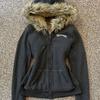Y2K Retro Dark Grey Fleece-Lined Fur Collar Embroidered Waist-Cinching Winter Jacket