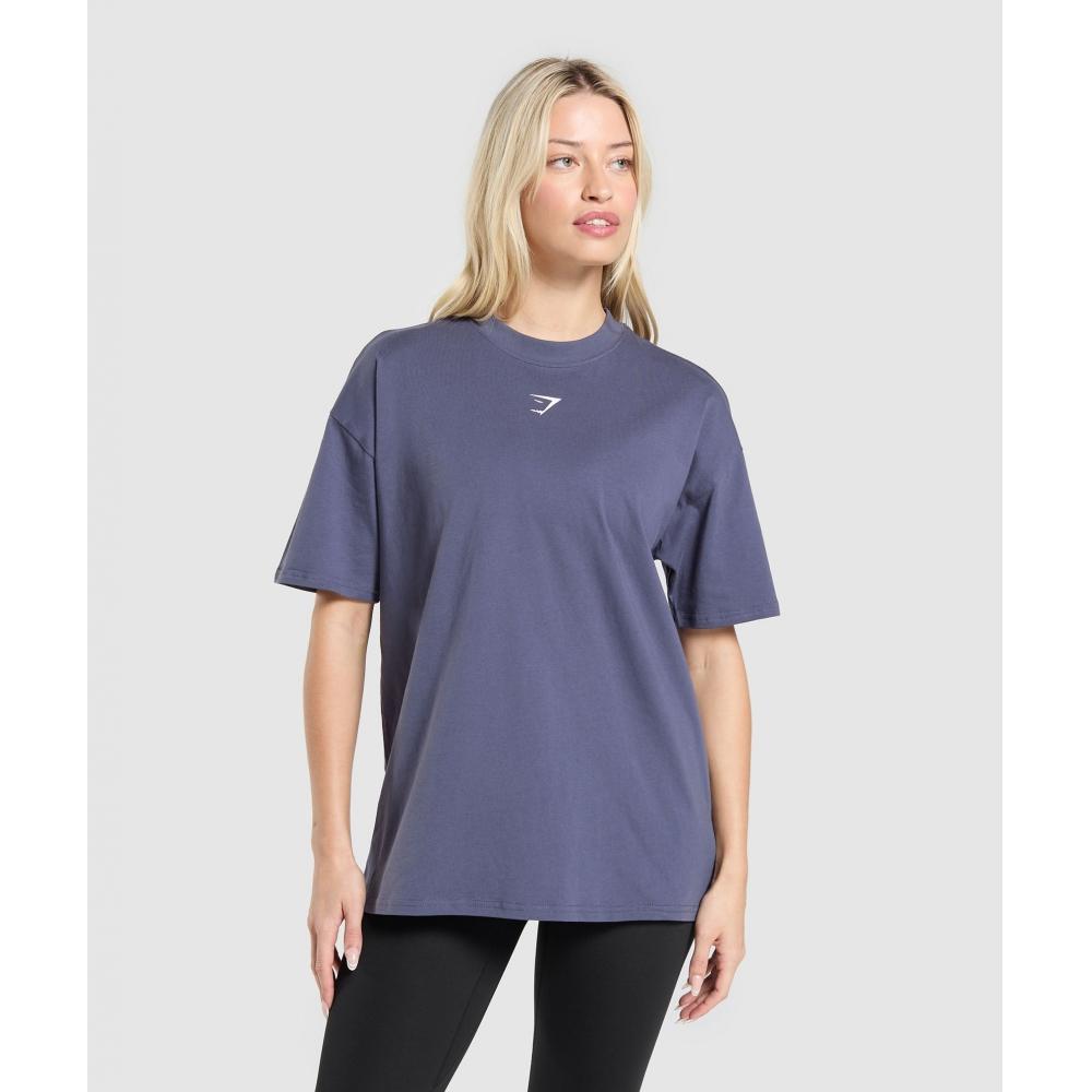 Gymshark Trace Graphic Oversized T shirT weighTed Purple B4b3p Pb7p