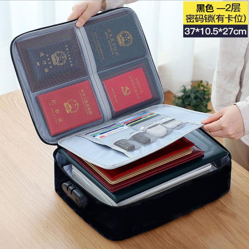 3Large Capacity Document Bag for Home Use, File Certificate Storage Bag, Multifunctional Password Lock Passport Holder Storage Pouch