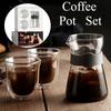 Набор кофейника из боросиликатного стекла для совместного употребления с градуированной шкалой, подарочная коробка для холодного заваривания, включает 2 чашки и чайные инструменты, набор кофейных кружек