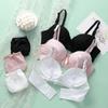 Lace Back Closure Bra and Panties Set Women Sexy Lingerie Set Wireless Push Up Bralette Soft Embroidery Underwear