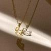 1/2Pcs Fashion Cute Shiny Zircon Hollowed-Out Wooden Horse Pendant Necklace For Woman Girls Collarbone Chain Jewelry Gift
