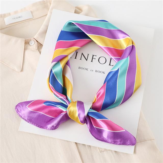Модный шелковый квадратный шарф для женщин, 60 см, атласная шея, повязка для волос, сумка, мягкий офисный шейный платок, хиджаб, женский платок, бандана