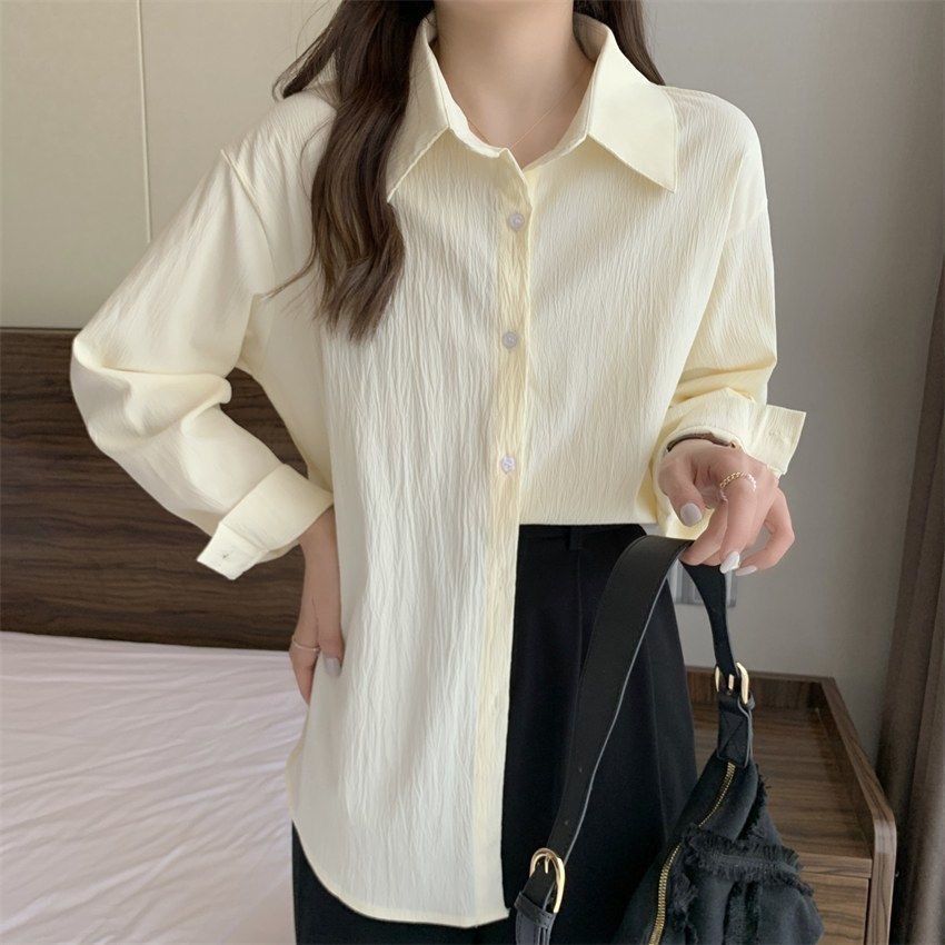 Модное пальто-рубашка во французском стиле с длинным рукавом для женщин