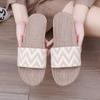 Новые модные женские тапочки из льна с волнистым жаккардом в полоску