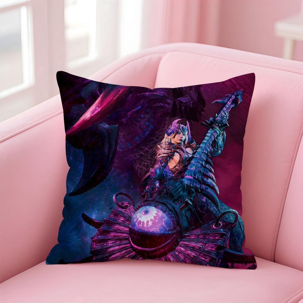 Classic Japanese Game MMonster Hunter Wilds Cushion Cover Pillow Case Soft Skin Friendly Fabric Concealed Zipper