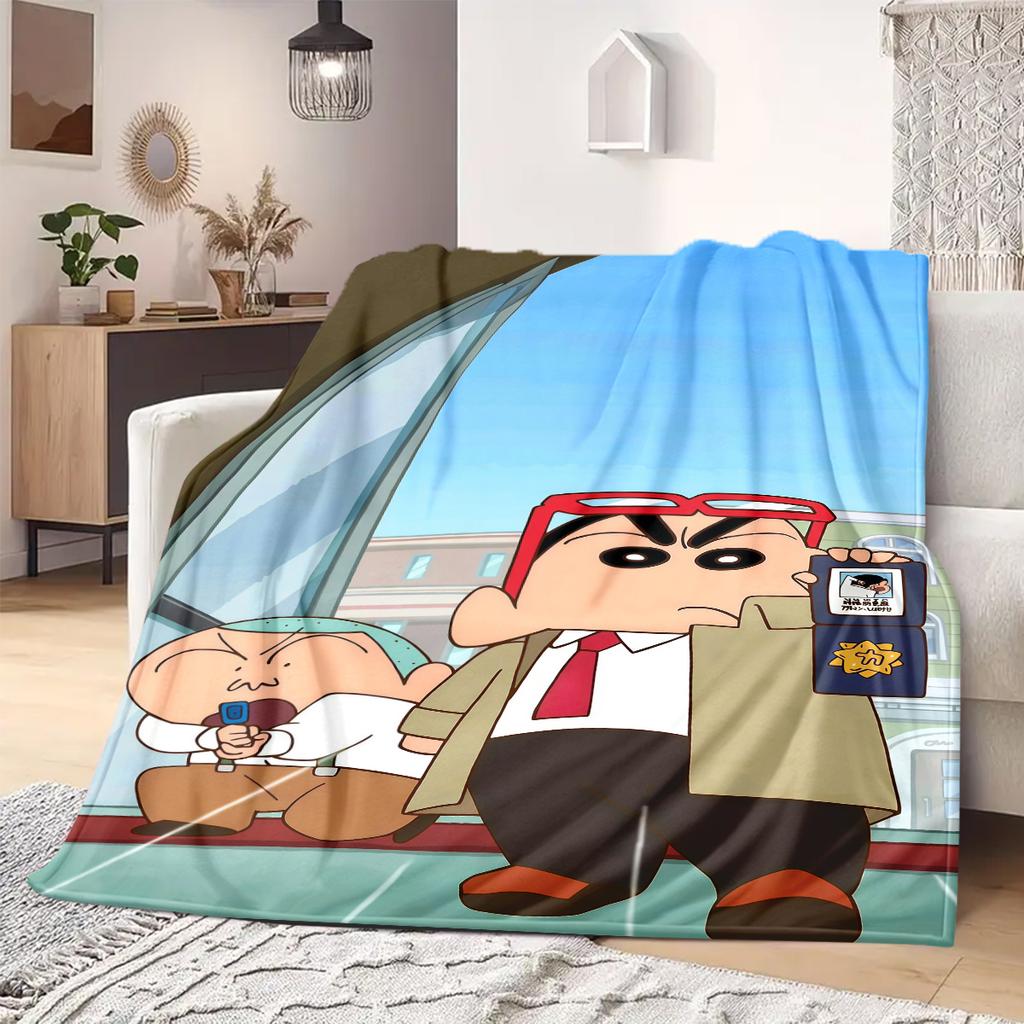 Shinchan Anime Print Blanket Warm Comfortable Flannel Blanket Suitable for Bedrooms, Sofas, Beds, Chairs, Picnics, Travel