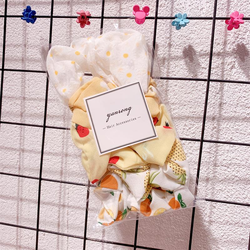 Новые 5 шт./компл. резинки для волос ярких цветов с принтом для женщин, милая повязка для волос, держатель для хвоста, эластичная резинка, модные аксессуары для волос