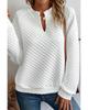 Azura Exchange White Split Neck Quilted Long Sleeve Top