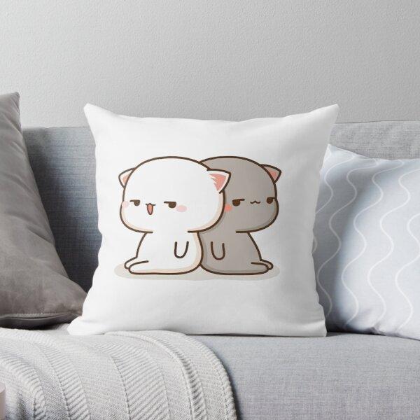 Наволочка с принтом персика и кота, аниме, декоративная подушка, наволочка, чехол для подушки мокко, мультяшная подушка