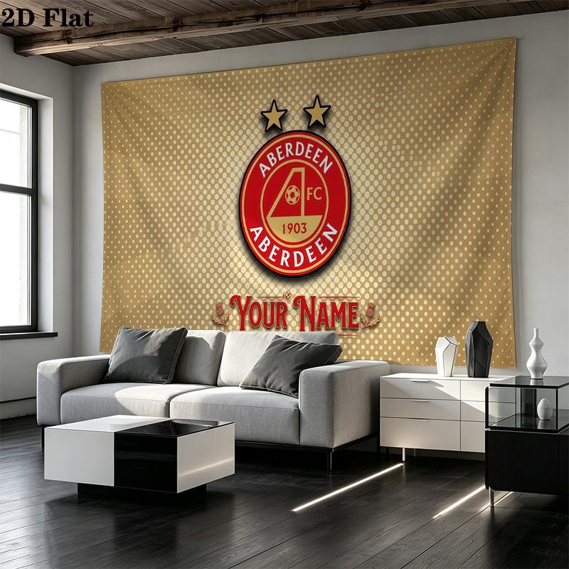 Custom Name Aberdeen Football Club Printed Tapestry – Wall Hanging for Bedrooms, Dorms, and Home Decor
