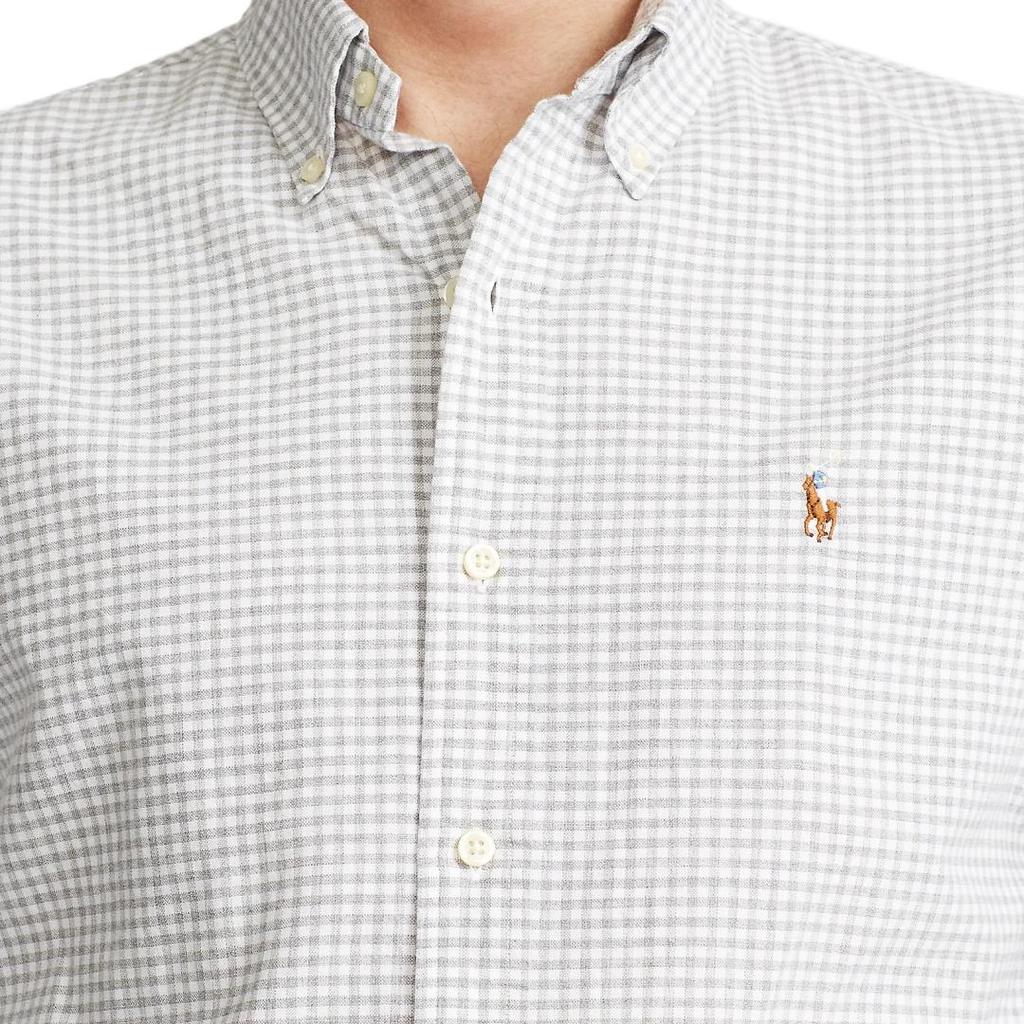 Polo Ralph Lauren Рубашка мужская в клетку с вышивкой пони, однобортная, с длинным рукавом, светло-серая 710823145-002
