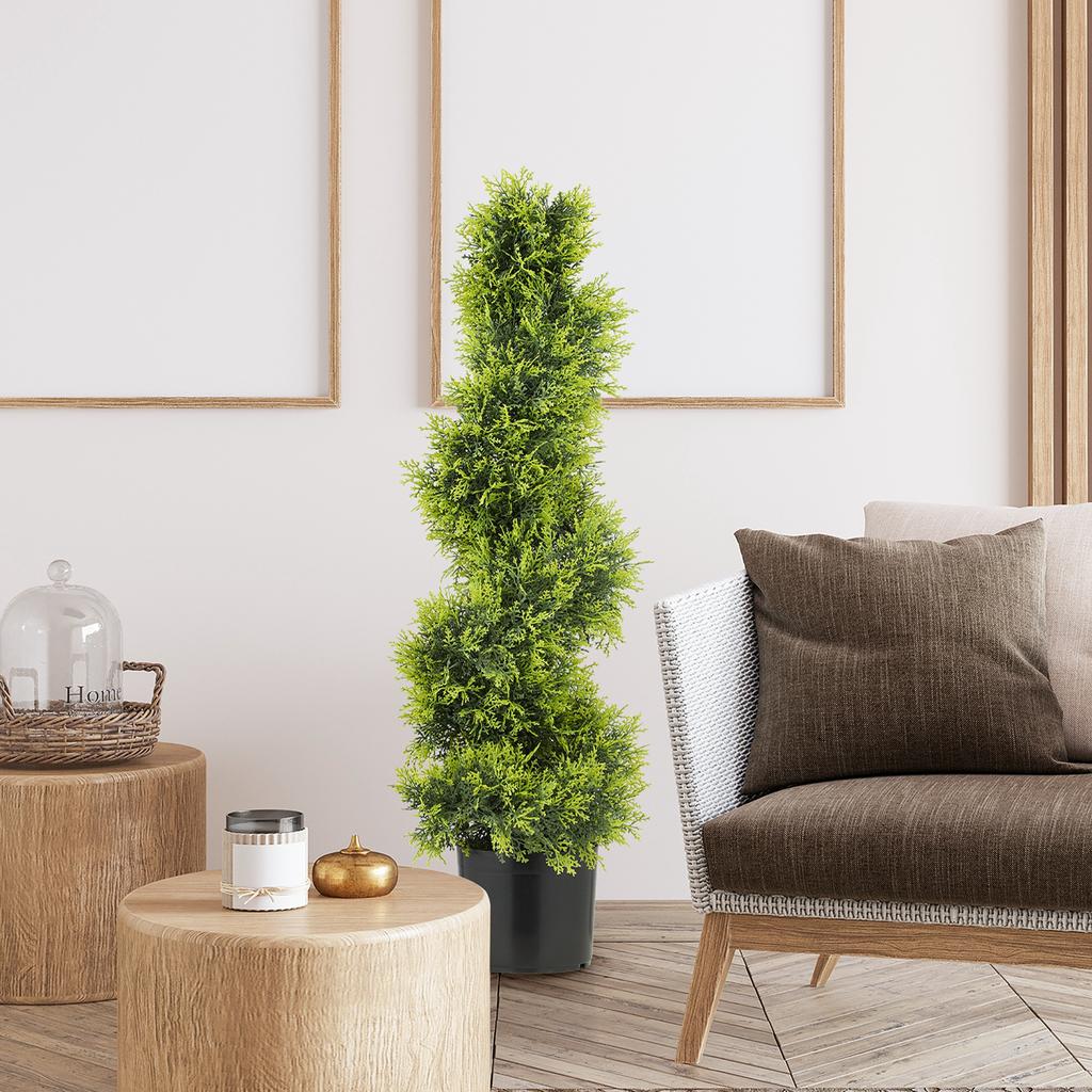 Artificial cypress 90cm artificial plant in spiral shape, plastic artificial plants in pot, modern decoration