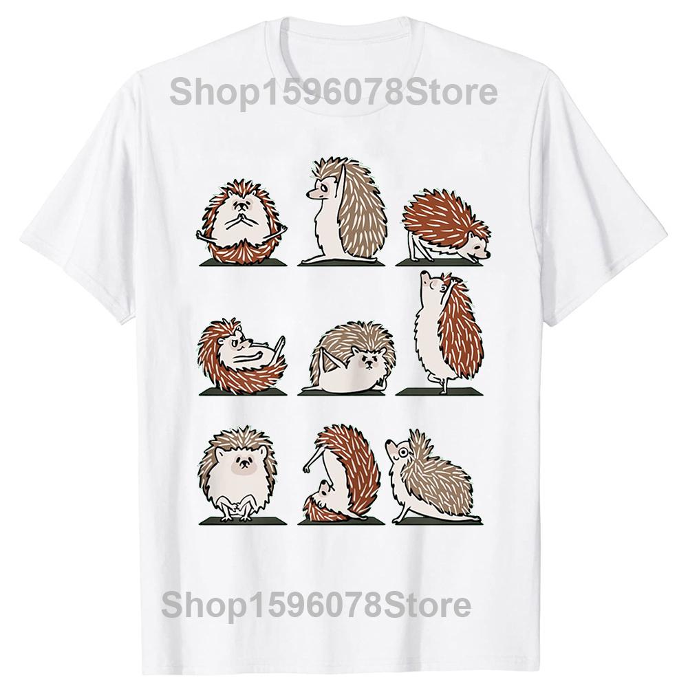 Funny Cute Hedgehog Art Pet Lover T Shirts Tee Tops Round Neck Short-Sleeve Fashion Tshirt Clothing Casual Basic T-shirts