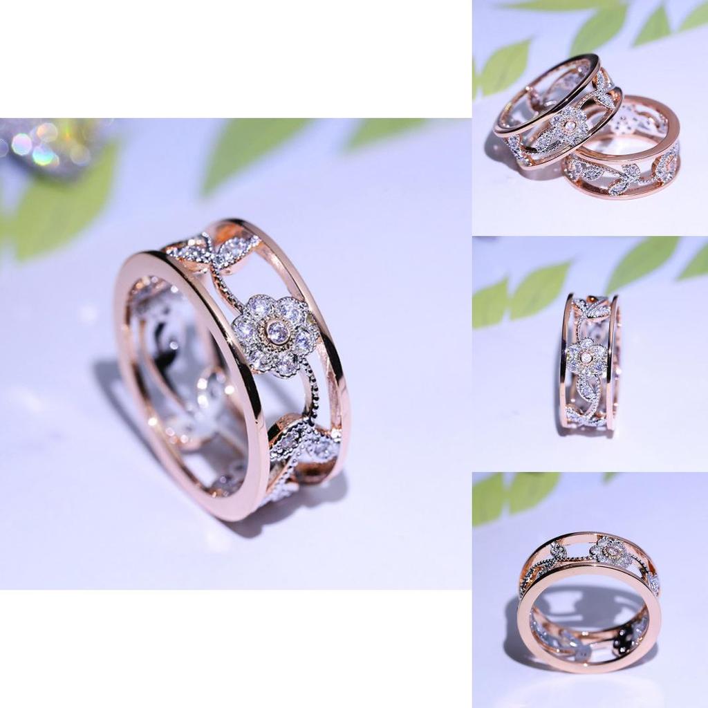 Elegant Women Classics Fashion Flower Plating Zircon Wedding Ring For Timeless Beauty