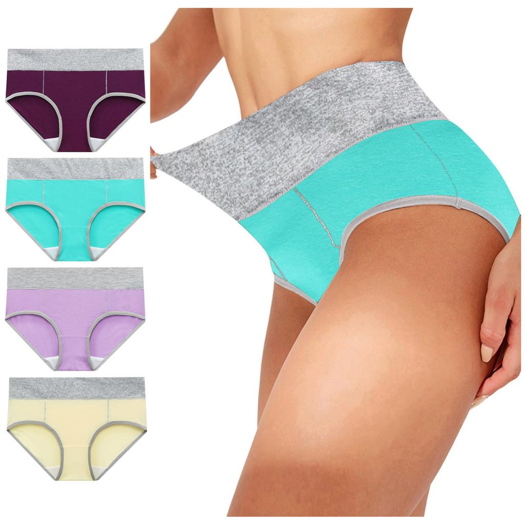 Women Solid Color Patchwork Briefs Panties Underwear Knickers Bikini Underpants