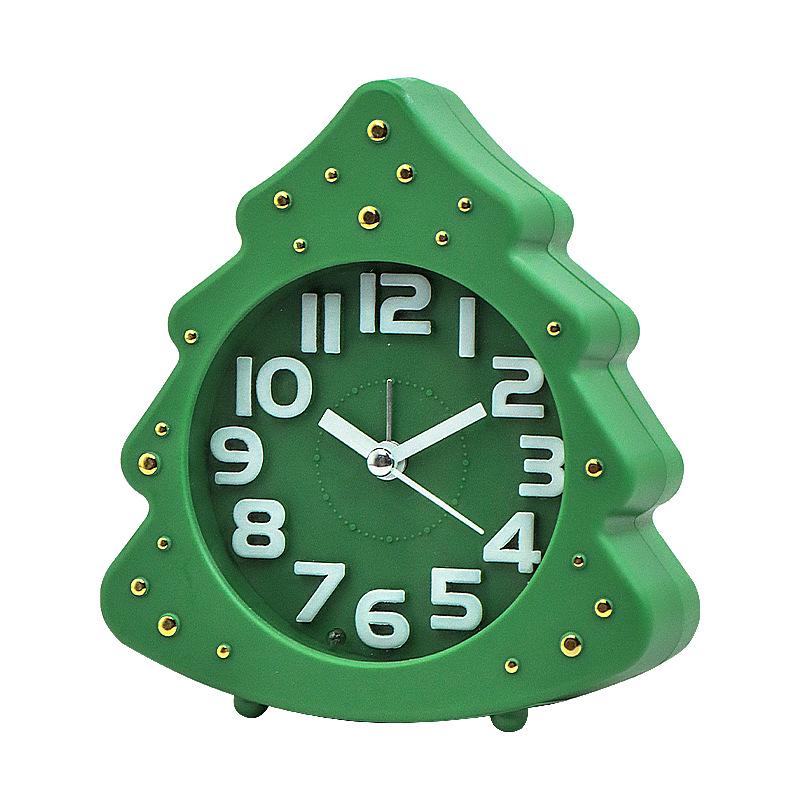 Christmas Day alarm clock full silence sweep seconds Christmas tree modeling student party get up artifact night light bedside clock