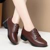 Women's Black Leather Work Shoes, Comfortable Soft Sole for Long Standing, Ideal for Spring and Autumn, Suitable for Middle-Aged and Elderly.