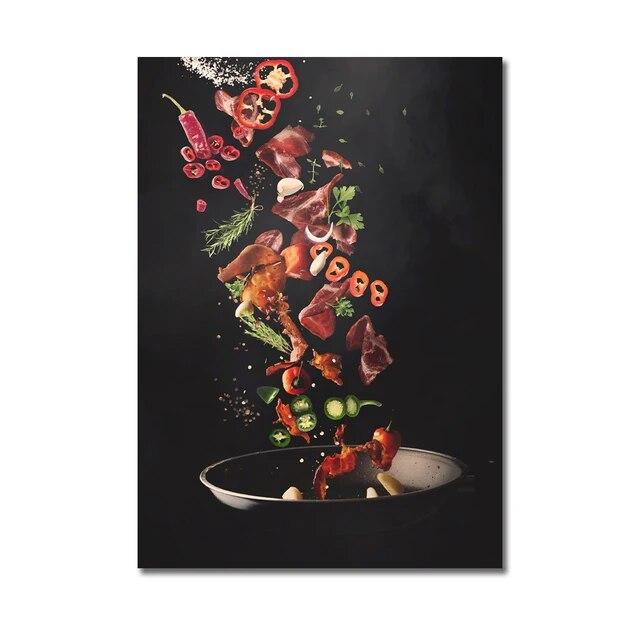 Кухня плакат пицца стейк салат гамбургер буррито фотографии ресторан настенная живопись печать западная кухня холст картина без рамки