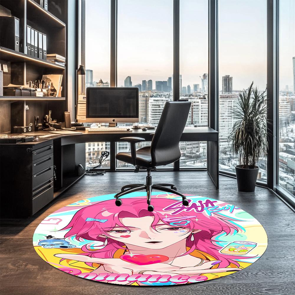 Saja Boys Printed Round Rug Carpet Chair Rug Area Rug Entryway Doormats,for Office Chair Living Room Bedroom Kitchen Room.
