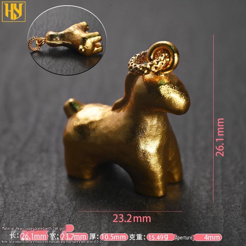 Позолоченный чистой медью кулон-шарм 'Единорог Года Лошади' для изготовления украшений своими руками