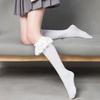 Носки Lolita Girls Lace Pile Socks, средние носки-трубы, бархатные носки до щиколотки, черно-белые выше колена