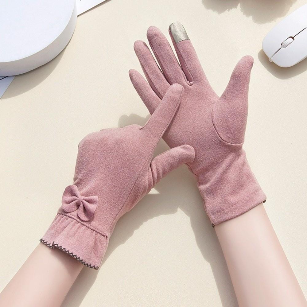 Full Finger Gloves Thickened Winter Mittens Temperament Suede Velvet Gloves Ladies