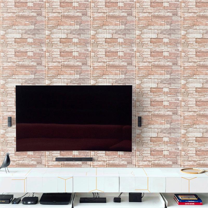 3D Brick Pattern Self-Adhesive Wall Sticker: Anti-Collision, Soft, 35x38, Small Size