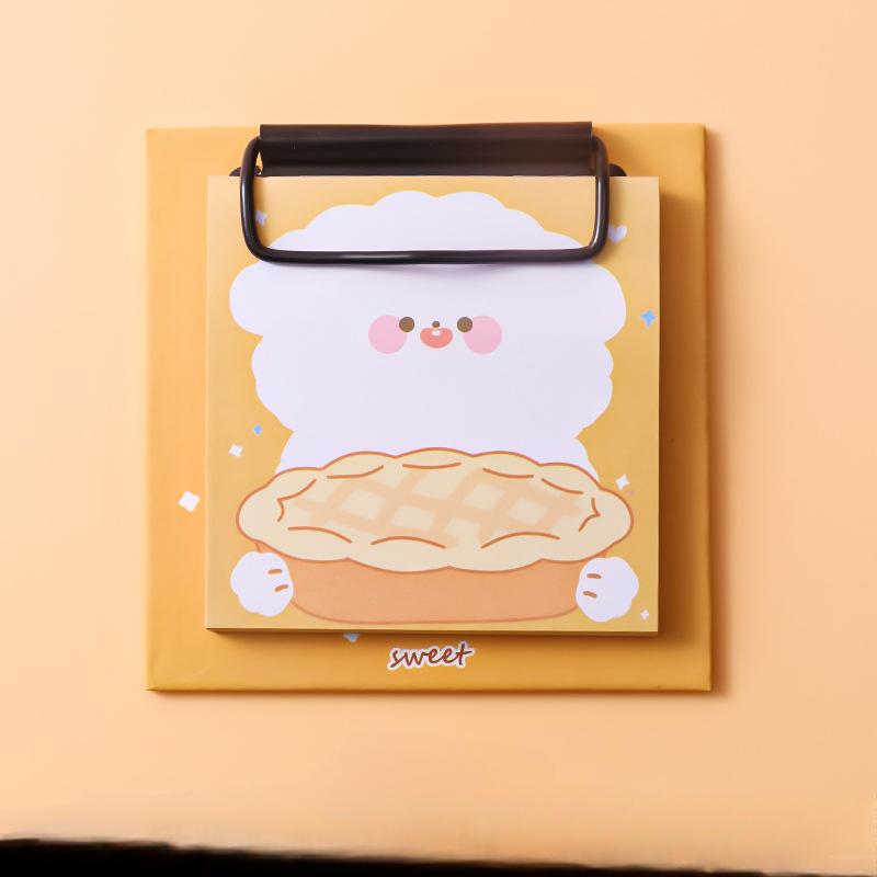 1pcs Cartoon Board Clip Sticky Note Book Student Ins Girl Memo Sticky Note Study Office Non-sticky Message Paper