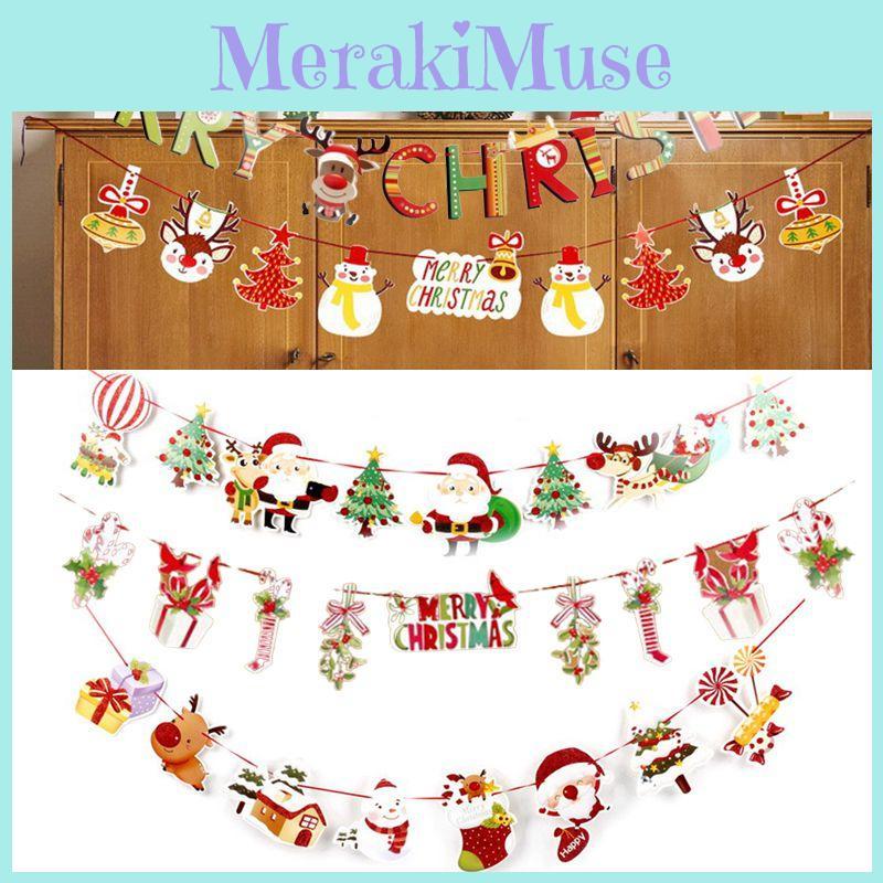 Рождественский флажок-гирлянда Мультяшный Санта-Клаус Вечеринка Подвесное украшение Баннер