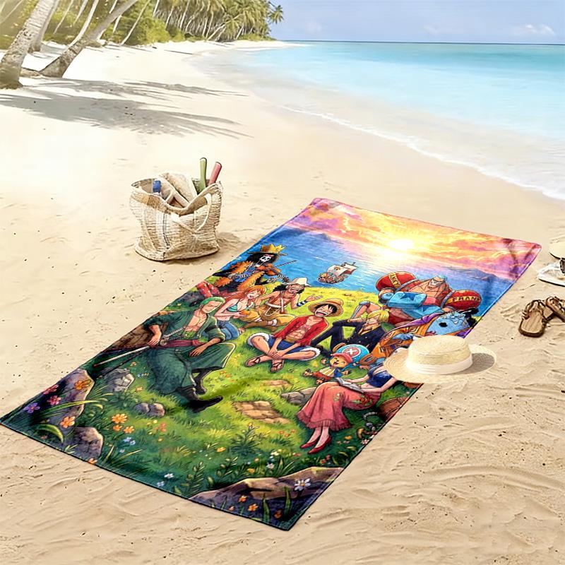 Pirates Anime Art Print Beach Towel, Large Soft Quick Dry Towel for Beach Camping Swimming