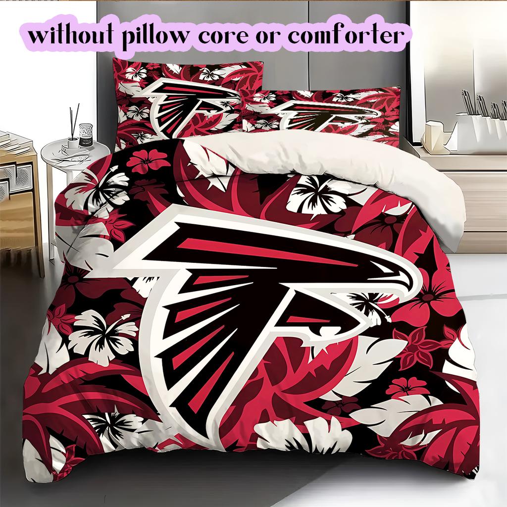 football Logo Pattern Bedding Quilt Set Quilt Cover Pillowcase Home Decoration Birthday Gift (1*duvet cover+ 2*pillowcase, without core)