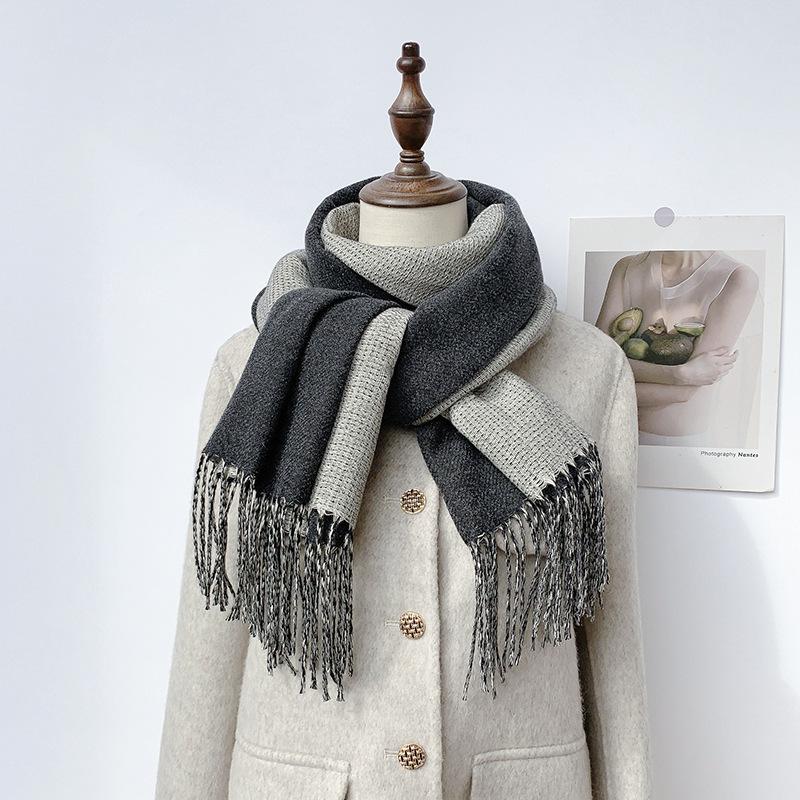 35 цветов 2024 осень и зима новый двухсторонний однотонный искусственный кашемировый кисточный платок утолщенный теплый шарф для мужчин и женщин