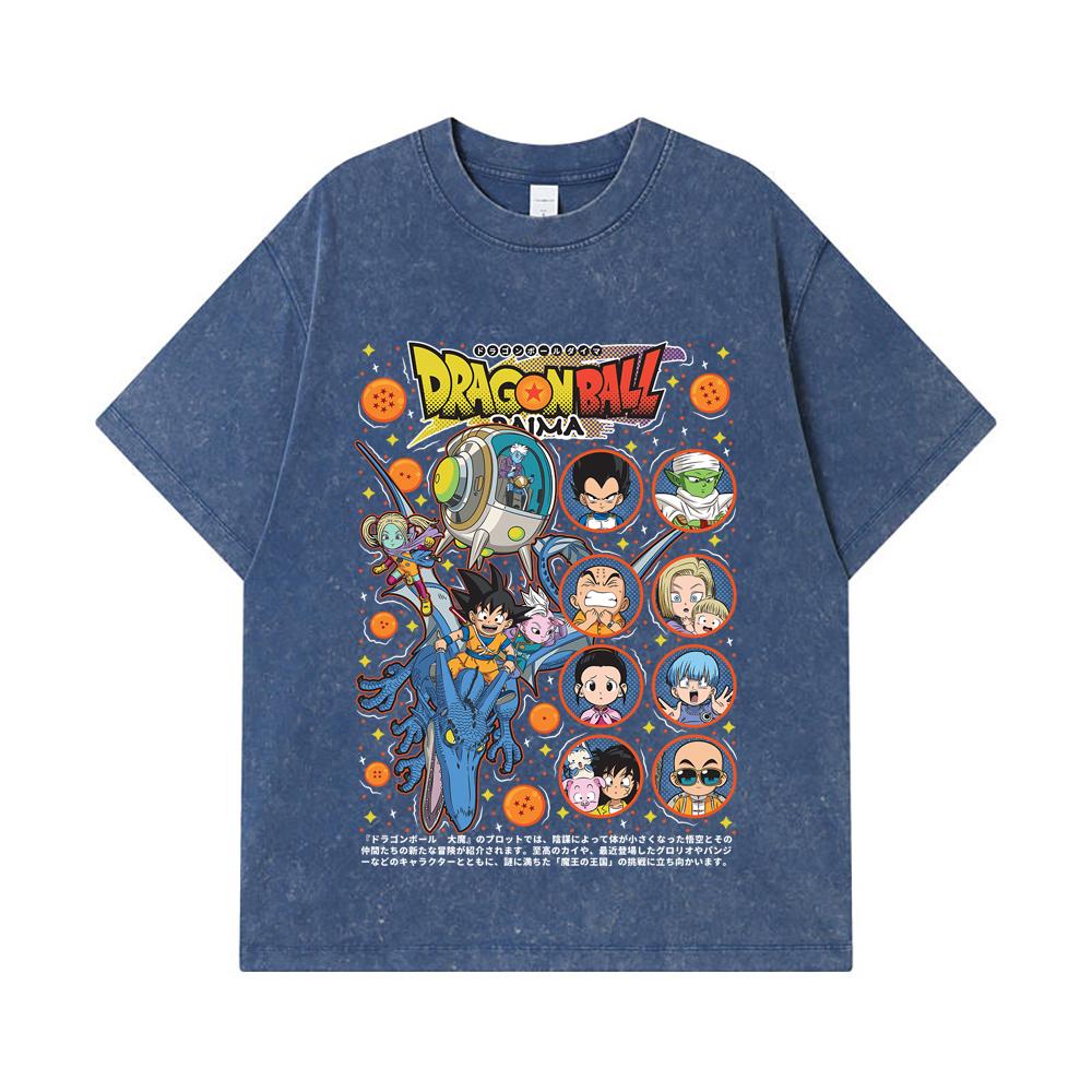 275 GSM Washed T-shirts 100% Cotton Dragon Ball V31 Daima Print Unisex Heavy Cotton T Shirt