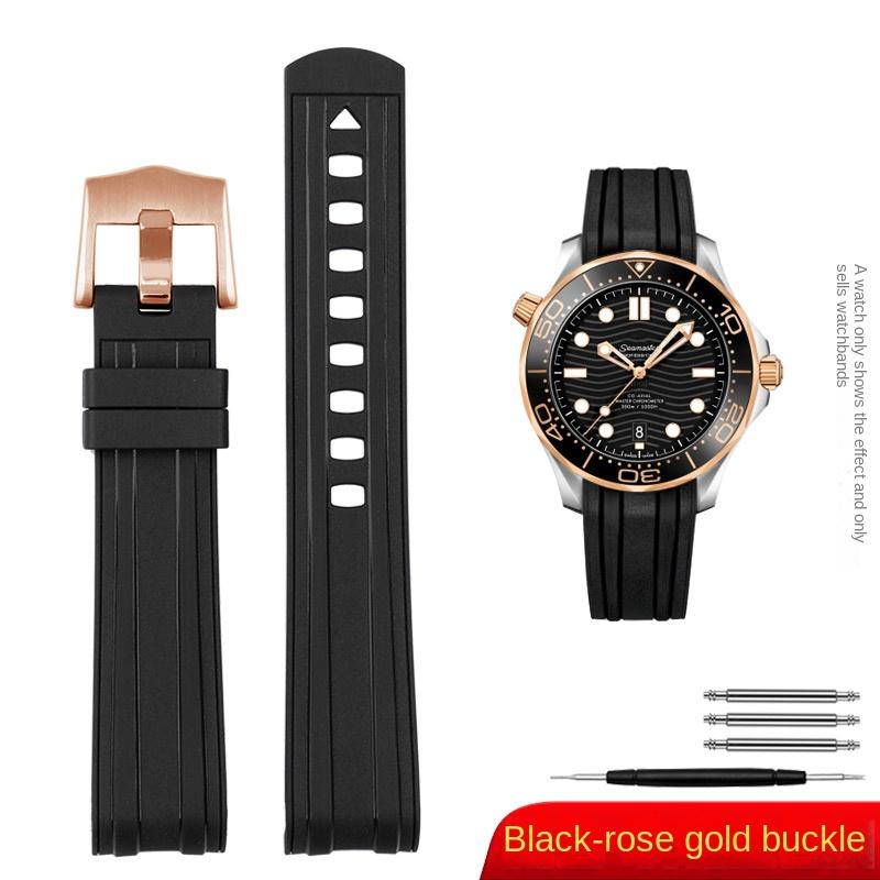 Для Omega New Seamaster 300 universe 007 Изогнутый конец Флуоресцентный Резиновый силиконовый ремешок для часов 20 мм 22 мм Часы Мягкий ремешок Мужской Замена