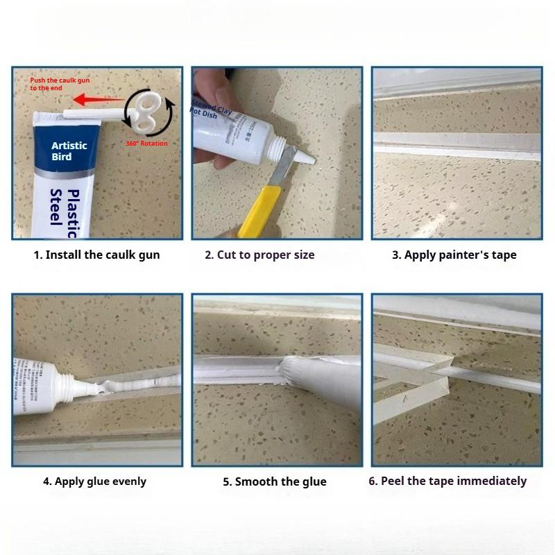Белый Пластиковый Стальной Герметик для Замазки Швов - Водонепроницаемый и Устойчивый к Плесени Герметик для Ванной Кухни